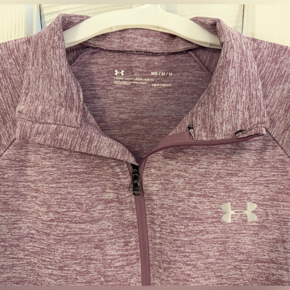 Under Armour Heathered Purple Half-Zip Long-Sleeve Heat Gear Top. Like New! - Picture 2 of 6